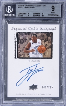 2009-10 Upper Deck Exquisite Collection #63 Ty Lawson Signed Rookie Card (#149/225) - BGS MINT 9 